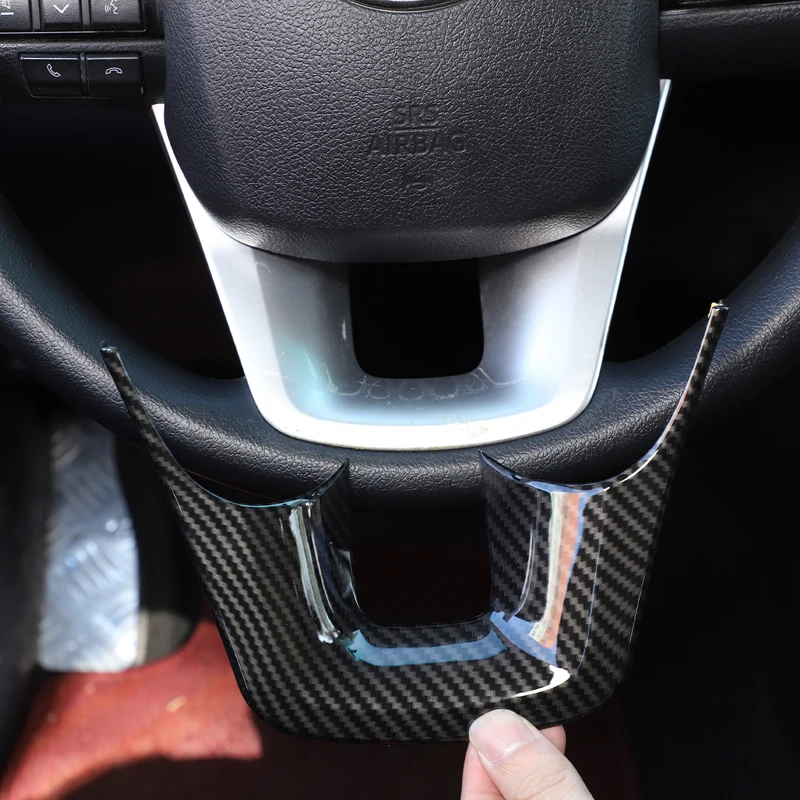 

1Pcs Red ABS Carbon Fiber Color Steering Wheel U-shape Decorative Trim Cover For Fortuner Toyota Hilux Revo Conquest 2015-2024
