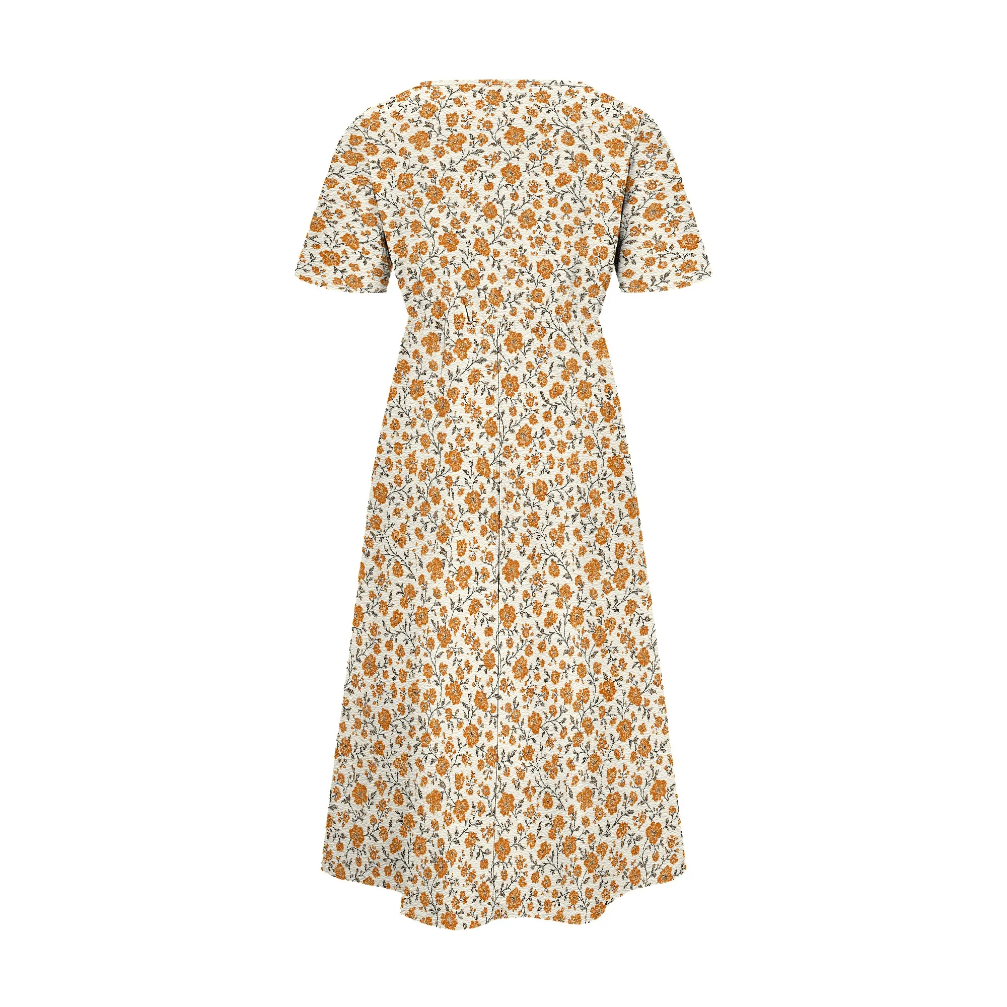 Abito da donna per invitati a un matrimonio a maniche corte con stampa floreale Ditsy, abiti midi larghi e fluidi estivi con tasche