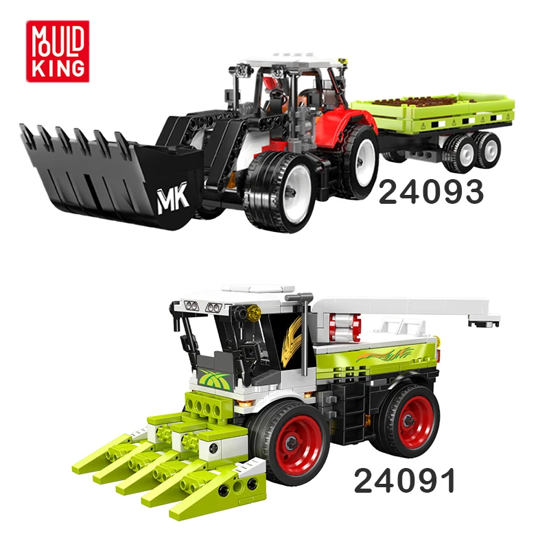 

MOLD KING сельскохозяйственный прицеп вилочный погрузчик строительные блоки комплект сборка развивающая игрушка колесный погрузчик комбайн мальчик праздничный подарок