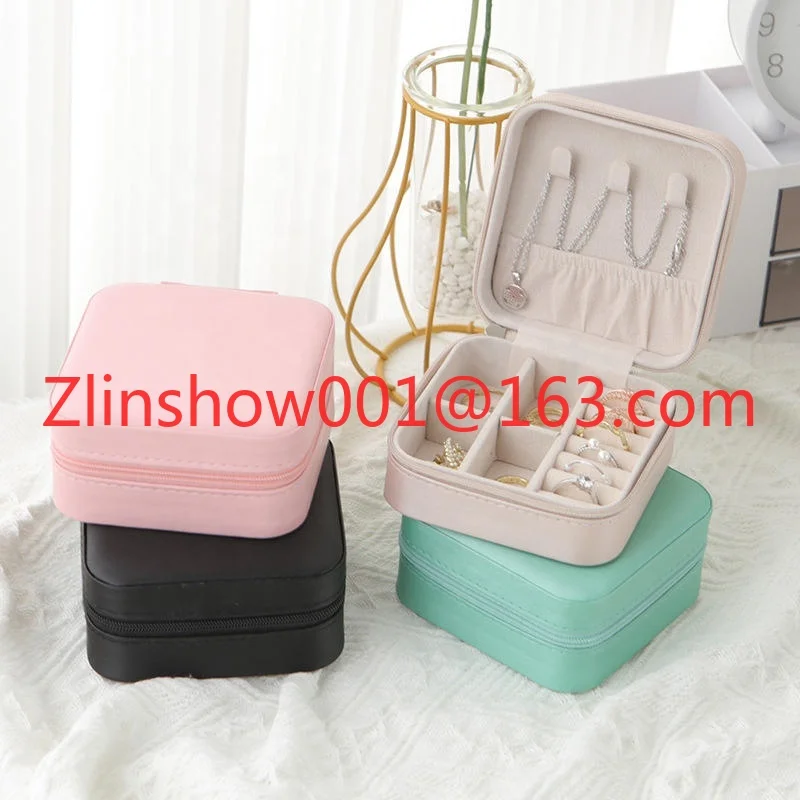 Free Sample Luxury Custom Logo Portable Pu Leather Jewellery Ring Necklace Storage Case Travel Jewelry Organizer Box Packaging