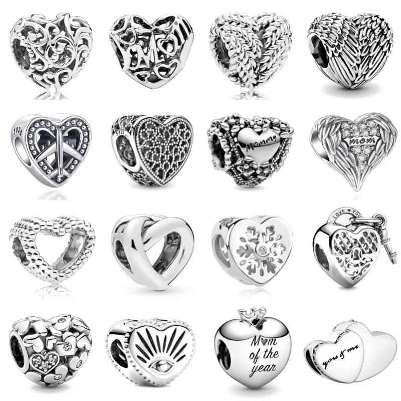 Nuovo 925 Sterling Silver All Heart Series Sister figlia Charms Fit originale braccialetto fai da te collana gioielli da donna creazione regalo