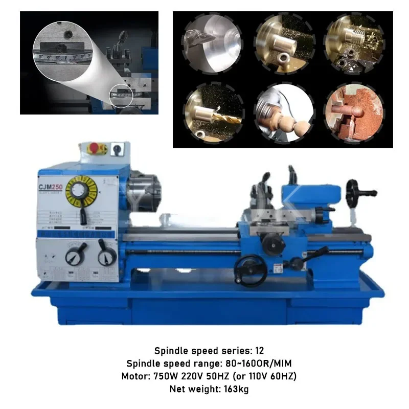 CJM250 Desktop Lathe Precision Small Machinery Metal Processing Lathe Multifunction High Precision Home Woodworking Equipment