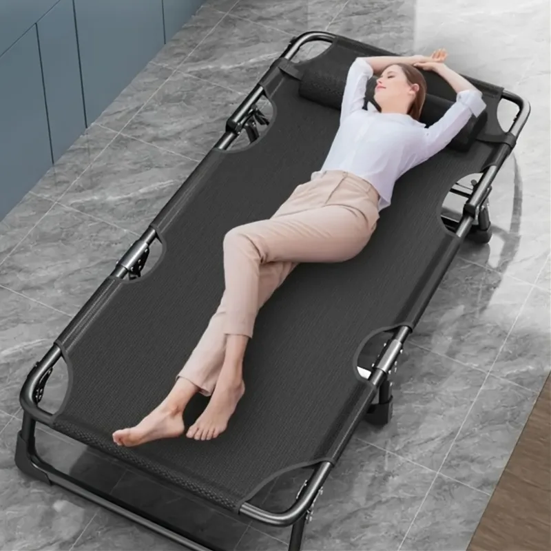 Portable Outdoor Folding Bed Lounge Chair with Headrest,  Camping Furniture, Lightweight Free Installation for Beach Poolside
