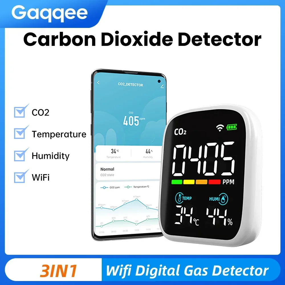 

Smart Home WiFi Air Quality Monitor Triple-Sensor CO2 Meter APP Control Temperature Humidity Detector NDIR Infrared Sensor