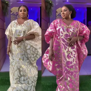 Chic artı boyutu zarif elbiseler jakarlı kumaş kadın elbiseler afrika moda lüks afrika dresse kadınlar