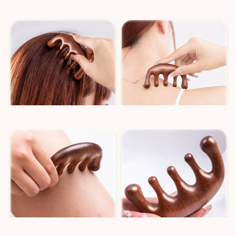 Cartoon Wood Scalp Head Massage Eye Guasha Massage Body Beautify Multifunctional Meridian Comb Body Care