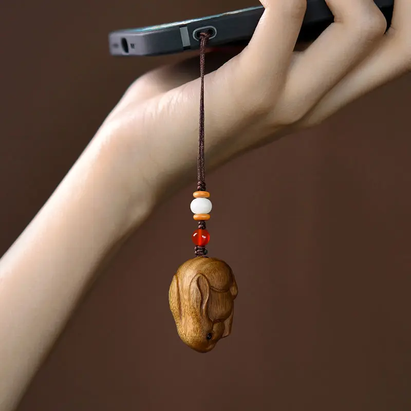Green Sandalwood Chinese Zodiac Rabbit Pendant For Men Women 2026 Zodiac Year Gift Suitable For Necklace Car Keychain Phone Chai view 2