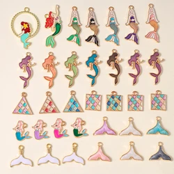 Leslie 10pcs/lot Enamel Marine Life Cute Fish Tail Mermaid Charms Pendants for Necklace Earrings DIY Jewelry Making Accessories