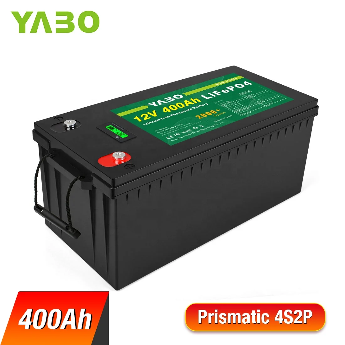 YABO LFP Solar Battery Pack Rechargeable Deep Cycle BMS 12.8V 200Ah 300Ah 400Ah Lithium Ion Energy Storage Battery LiFePO4 12V