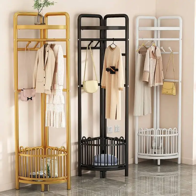 

Metal Modern Clothing Rack Bedroom Free Stand Vintage Stand Floor Hanger Drying Small Minimalist Perchero Furniture Living Room