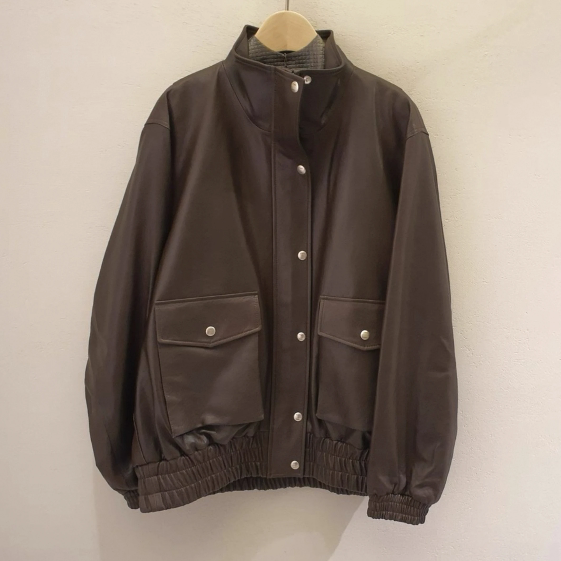 عارضة الليمون الجبن TIM25 الخريف تخفيف دراجة نارية Sle الجلود Jaet ملابس خارجية في لونين تنوعا الوقوف طوق معطف