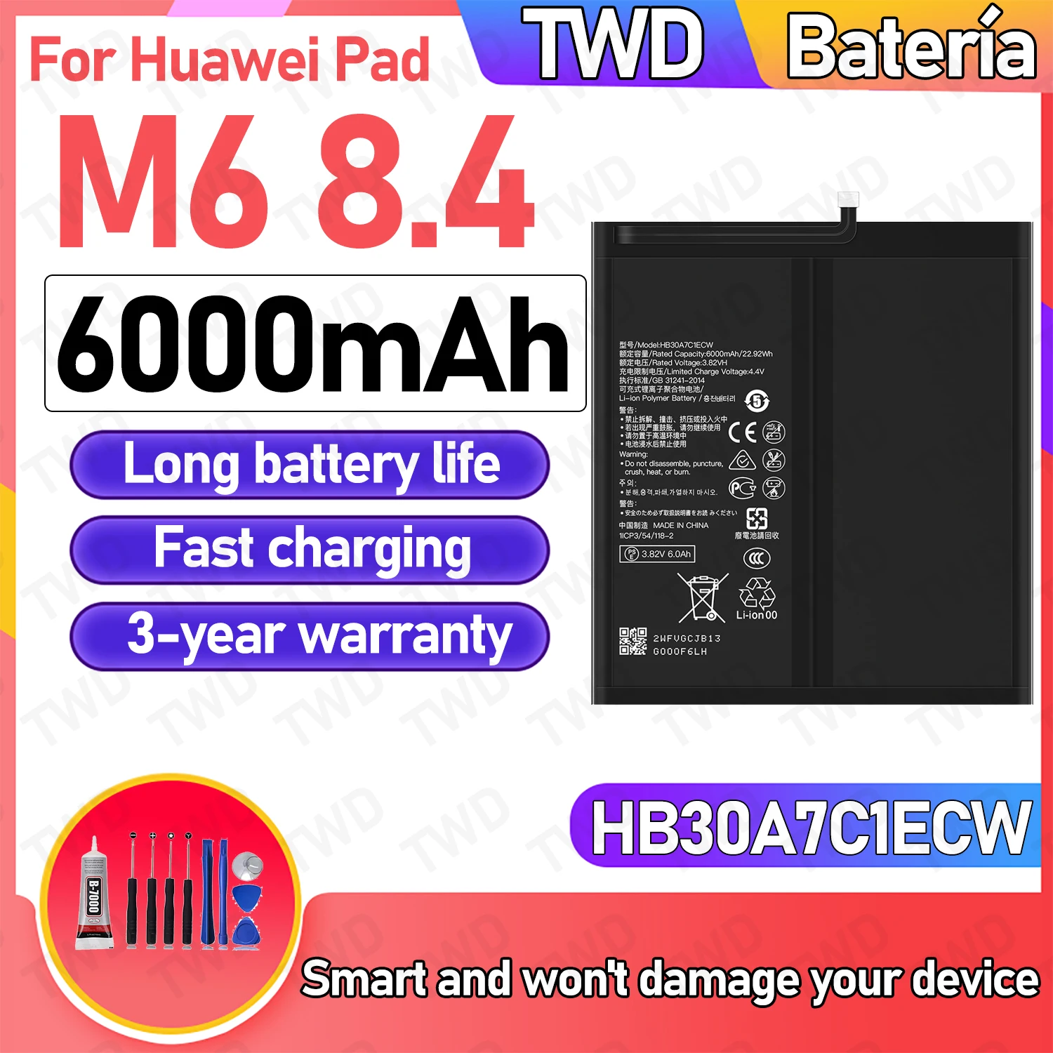 

HB30A7C1ECW Large capacity Battery For Huawei MATEPAD M6 8.4 Batteries New High Quanlity+Free Tools