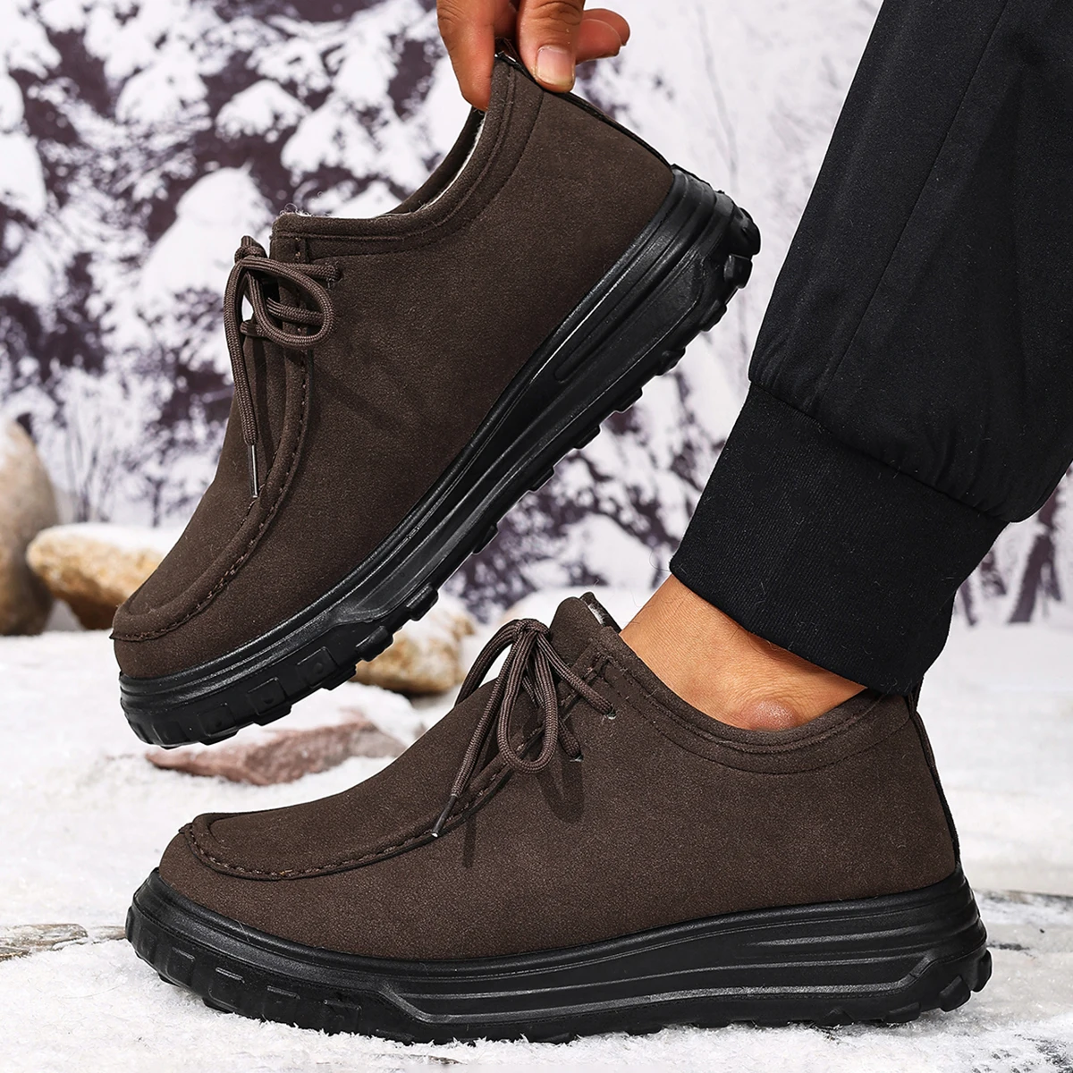 

Новинка зимы 2025 года, мужская утолщенная хлопковая обувь, противохолодная и теплая, универсальная, противоскользящая и прочная подошва, бесплатная доставка