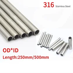 316 Stainless Steel Hollow Circular Tube Straight Pipe Capillary Steel Capillary Small Round Tube CNC Metal OD 2-19mm