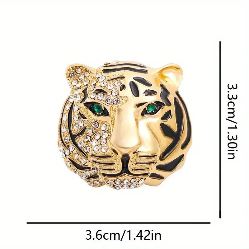 Retro rhinestone mighty domineering tiger head brooch men's blazer accessories pin tiger collar spot wholesale view 4
