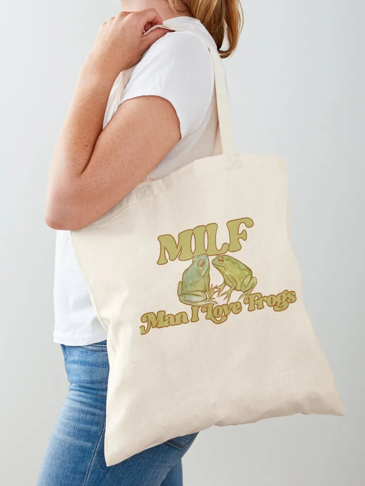 

MILF Man I Love frogs Tote Bag bag luxury women shopper bags for women custom fabric bag foldable reusable