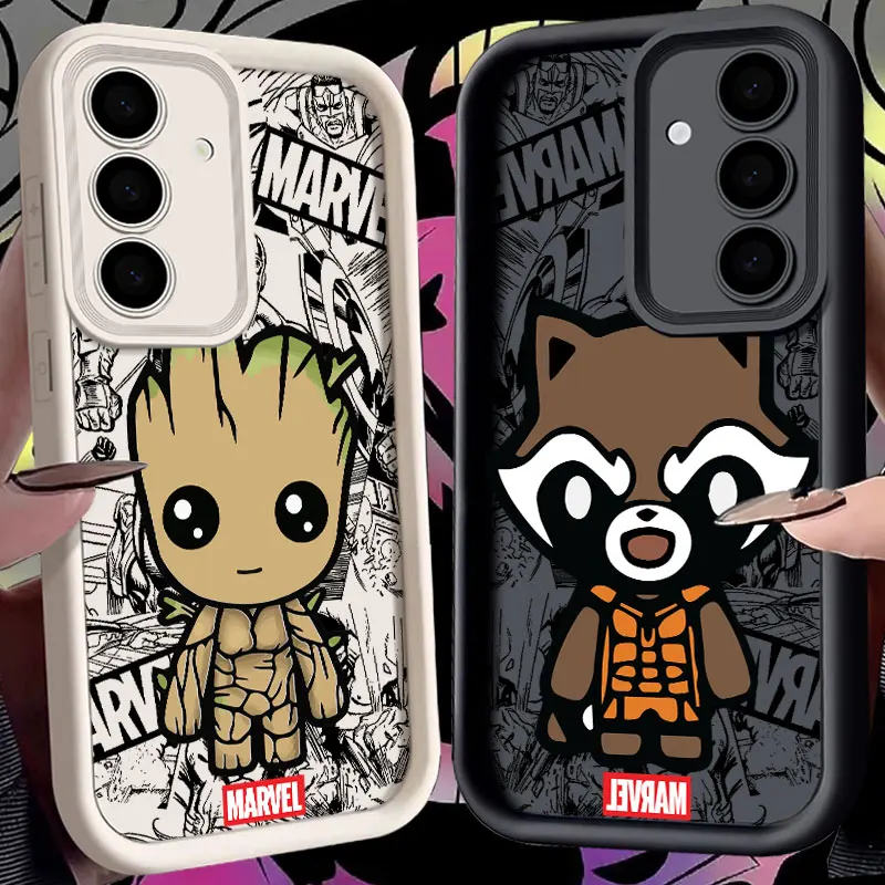

Marvel Groot Rocket Raccoon Cute Soft Case For Samsung Galaxy S26 S25 Ultra S24 S23 Plus S22 S21 S20 FE Protection Phone Cover