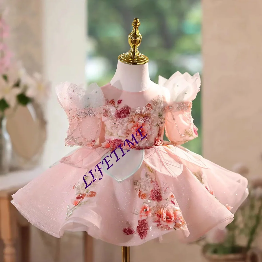Elegancka sukienka dla dziewczynki do sypania kwiatów, z długim rękawem, w stylu księżniczki, dla malucha, na wesele, pierwsze urodziny, święta, przyjęcie.