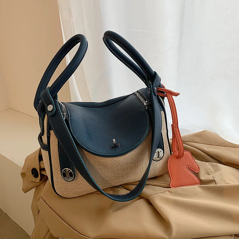 

2025 New Small Bag Fashion Single Shoulder Handbag Premium Texture Canvas Contrast Crossbody Bag