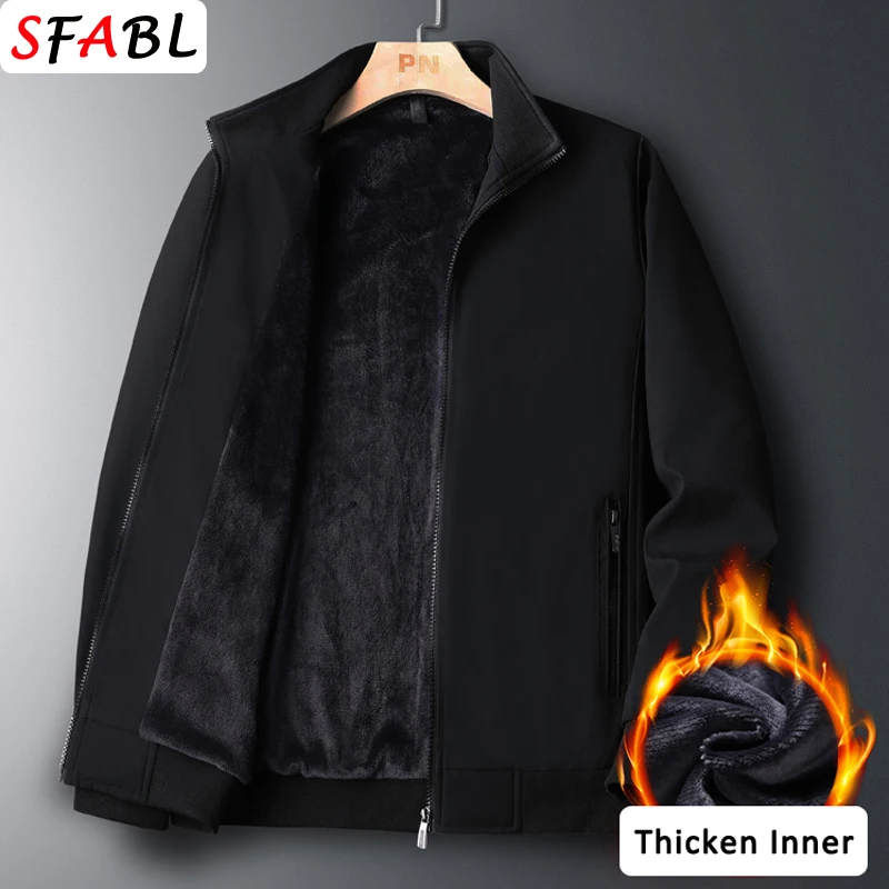 Autumn Winter Jacket Men Thicken Fleece Lined Warm Coats Men Social Jackets for Men Casual Business Office Dress Coat Male 3XL