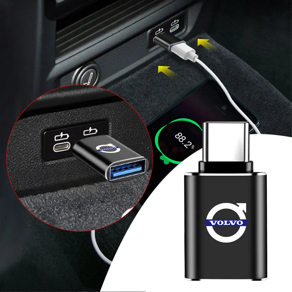 Car USB Cable Converter OTG Adapter Phone Charging Converter For Volvo Rdesign T6 AWD C30 C70 S40 S60 S70 S90 V40 V60 XC30 XC40