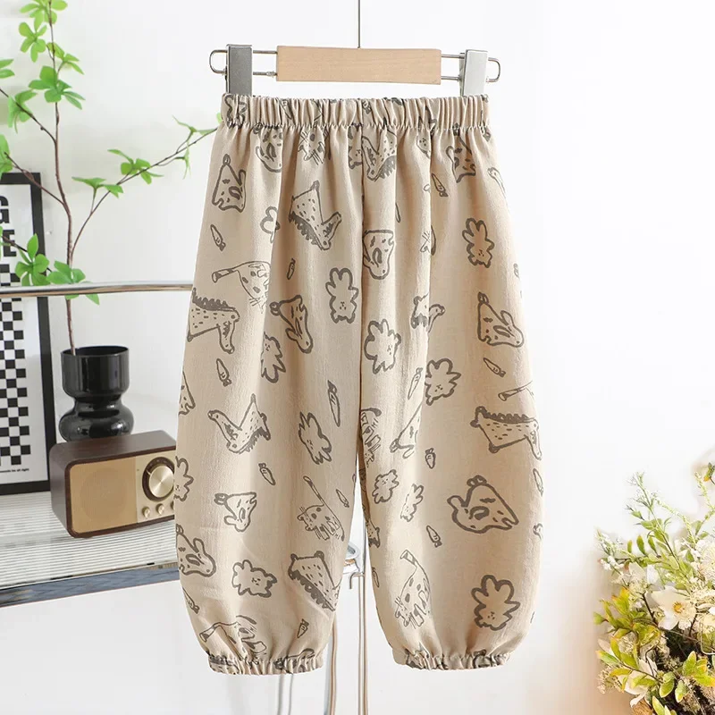 Outdoor Toddler Girls Summer Fashion Thin Loose Full Length Pants New Designer Printing Trousers Baby Unisex Cute Harem Pants