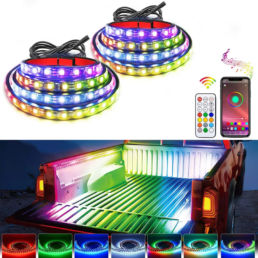 

2/3Pcs RGB Taillight Pickup Truck Bed Cargo Lamp Neon Lighting Kit Strips Led 12V With Remote for Pickup Camper RV SUV Boat