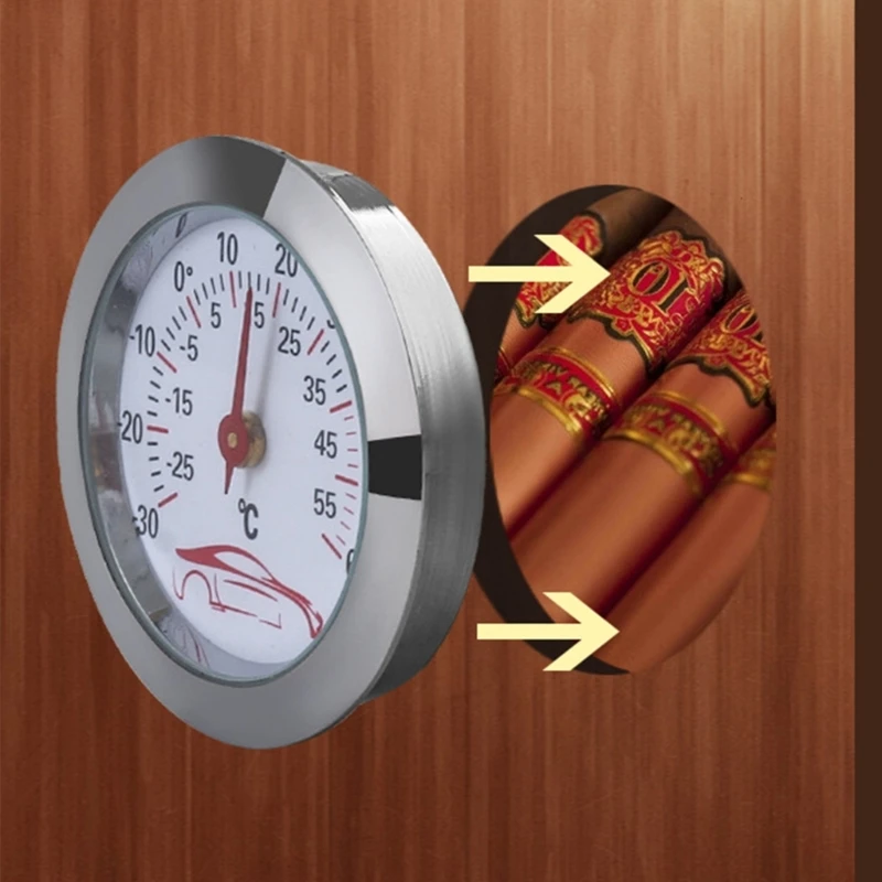 652F Mini Car Thermometer -30 to 60℃ Embedded Temperature Testing Gauge Meter Indicator 43mm Round Dial- Analog Temp Monitor