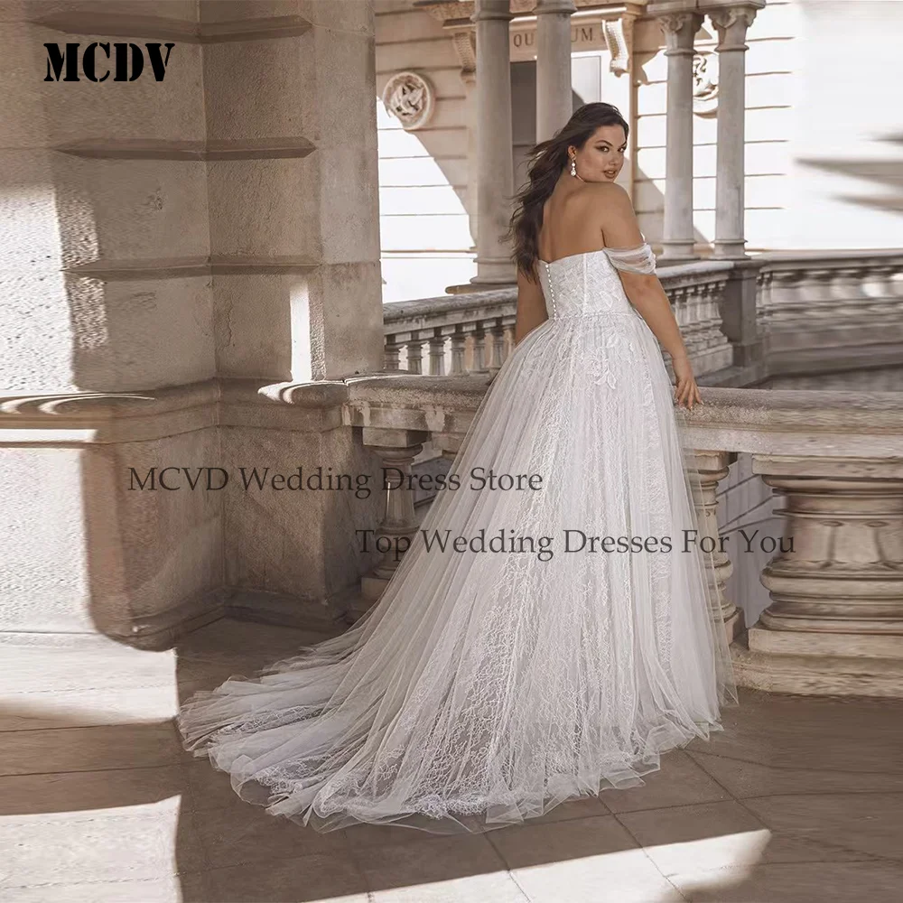 MCDV dentelle luxe robes de mariée mariée grande taille femmes épaules nues Applique chérie robe de mariée 2026 personnalisé