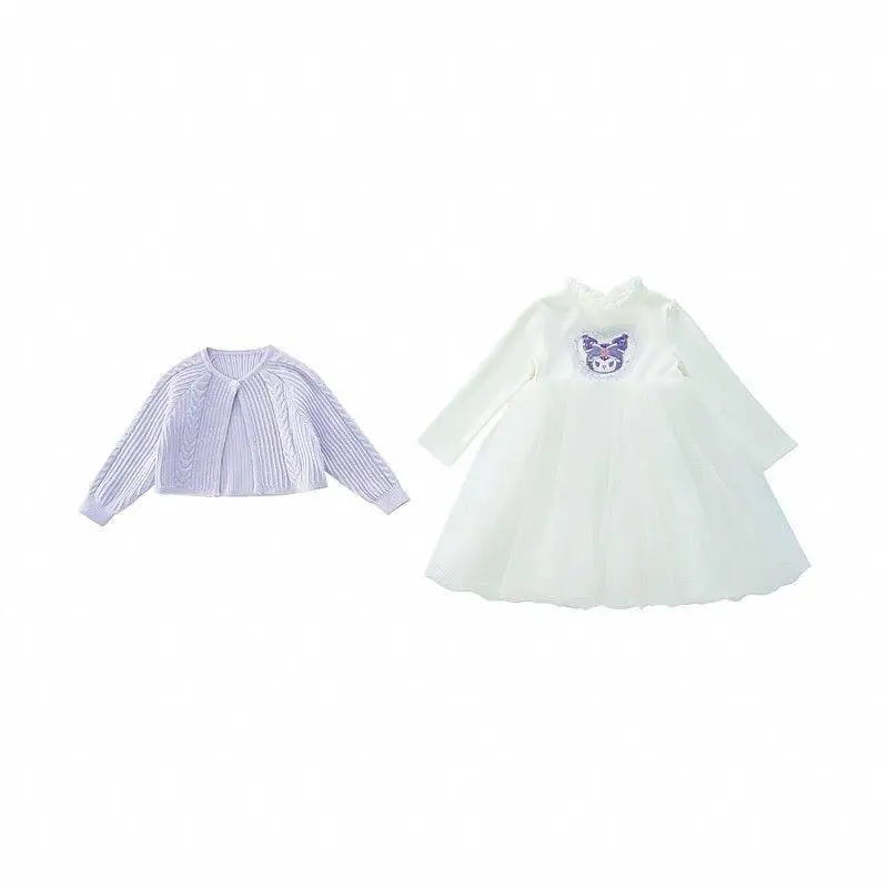 2 قطعة فستان الفتيات الربيع والخريف نمط سانريو 2025 جديد للأطفال المألوف كورومي سترة طفلة الخريف الأميرة تنورة #5