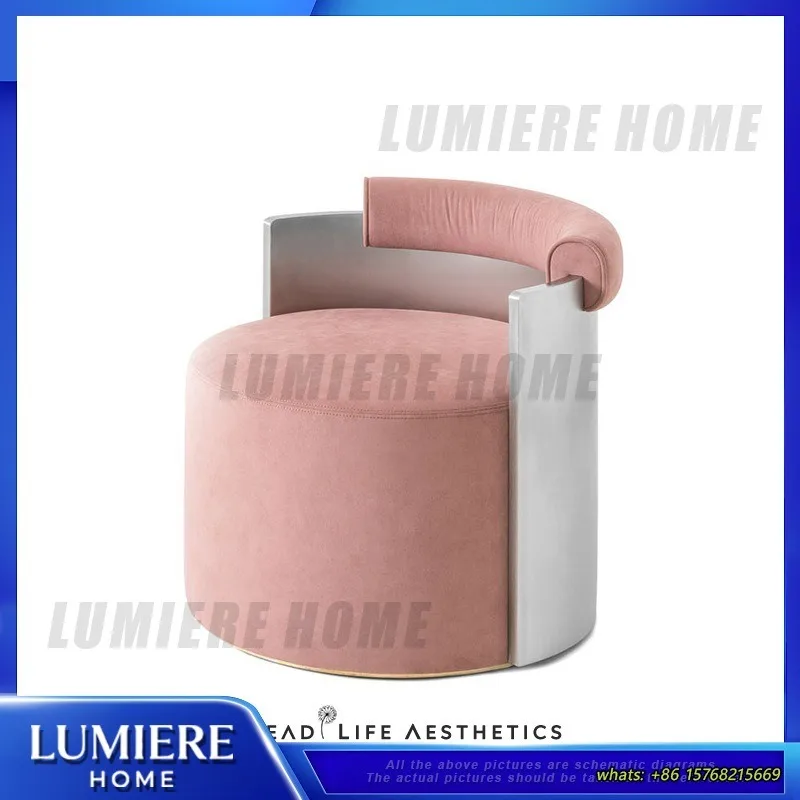 

Круглый мягкий пуф с спинкой, современная минималистичная скамья для переодевания, итальянский стиль, простой тканевый пуф для гостиной