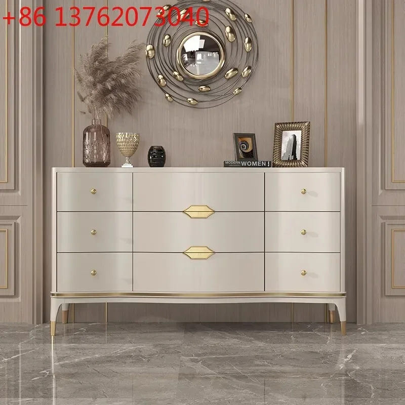 

2026 Элитный комод с девятью ящиками в американском стиле для гостиной, современный минималистичный шкаф для хранения