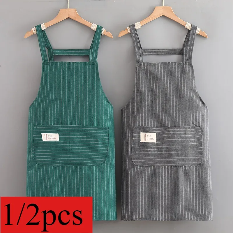 Farbe zufällig, 1/2 Stück, modisch, für Zuhause, Kochen, Küche, Esszimmer, atmungsaktive Schürze, langärmelig, ölbeständig, verschleißfest