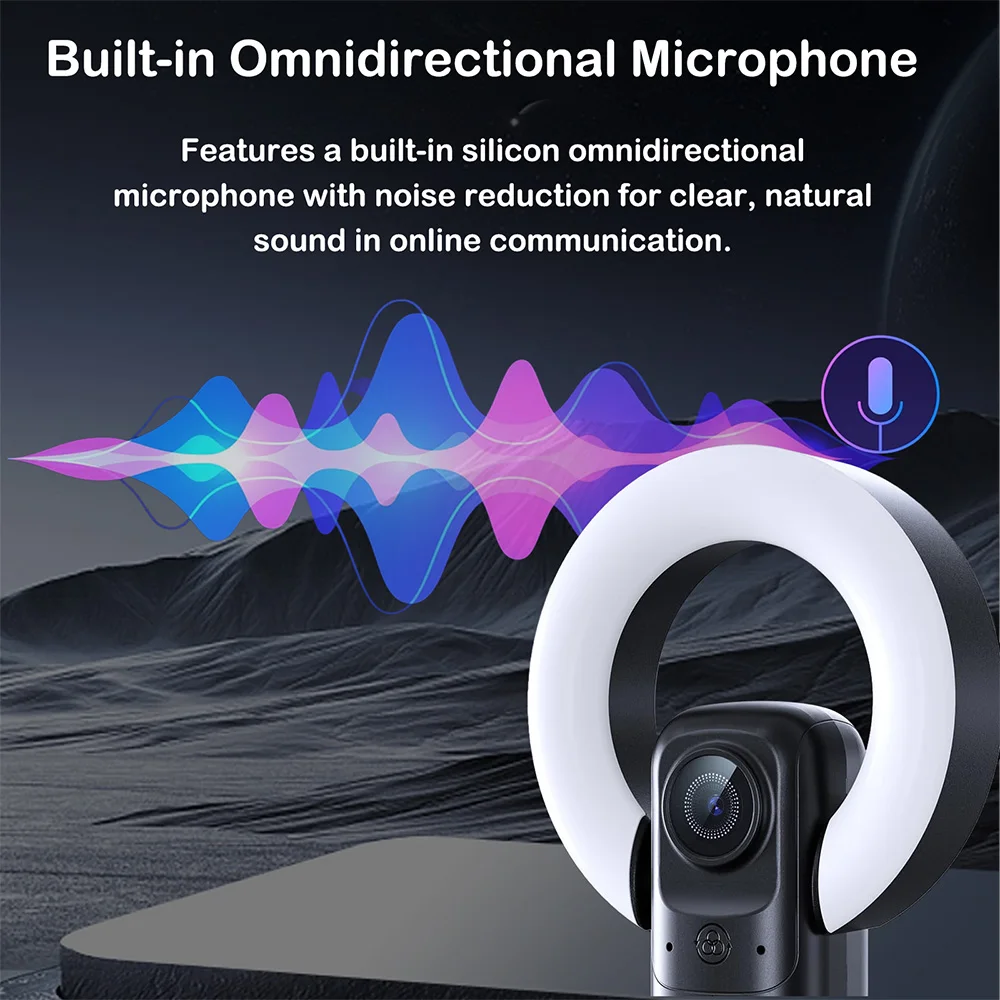 EXHQDR 4K Autofocus USB Webcam with Ring Light 3 Colors,Remote Control,Adjustable Settings,Mirror Flip,10X Zoom,Streaming Camera