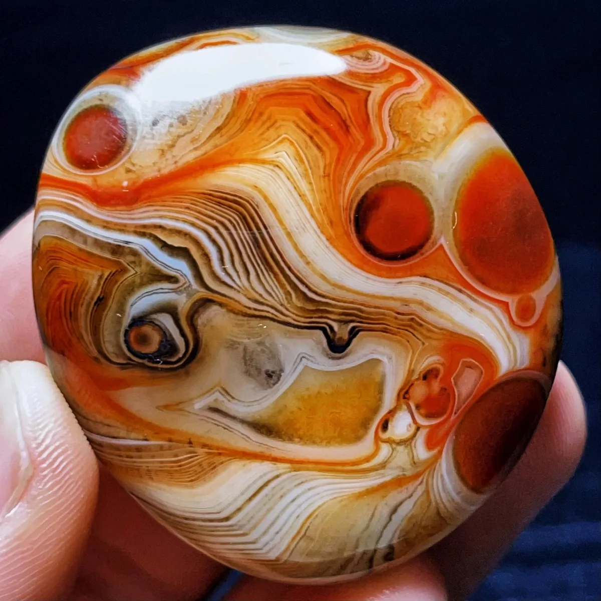 Earth Mined Banded Agate Palm Stone, Tumbled Polished, Gift Stone, Birthday Gift, Natural Stone, Crystal Collection