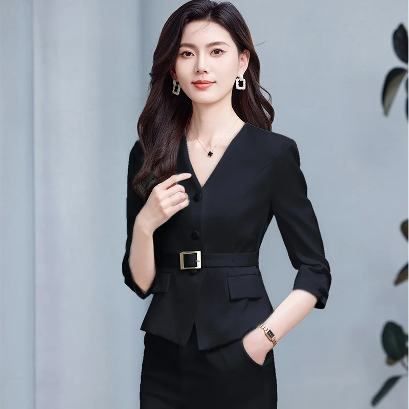 Spring Summer New Professional Suit for Beauty Salon Hotel Restaurant Front Desk Workwear High-end Elegant Set Workwear for Wome