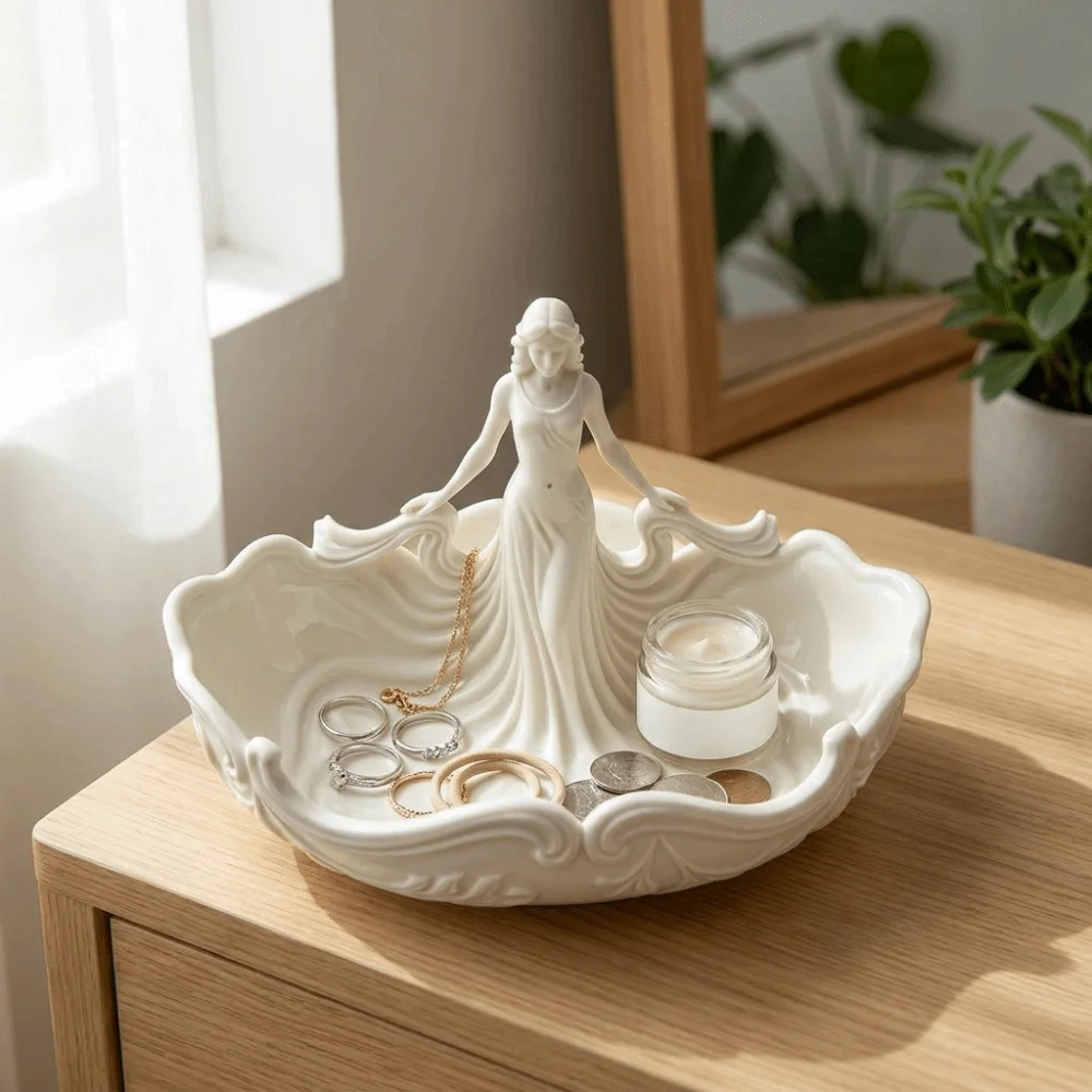 Decoration Elegant Jewelry Storage Tray Simple Statue-Shaped Decorative Storage Tray Entryway Decoration Tray Nightstand