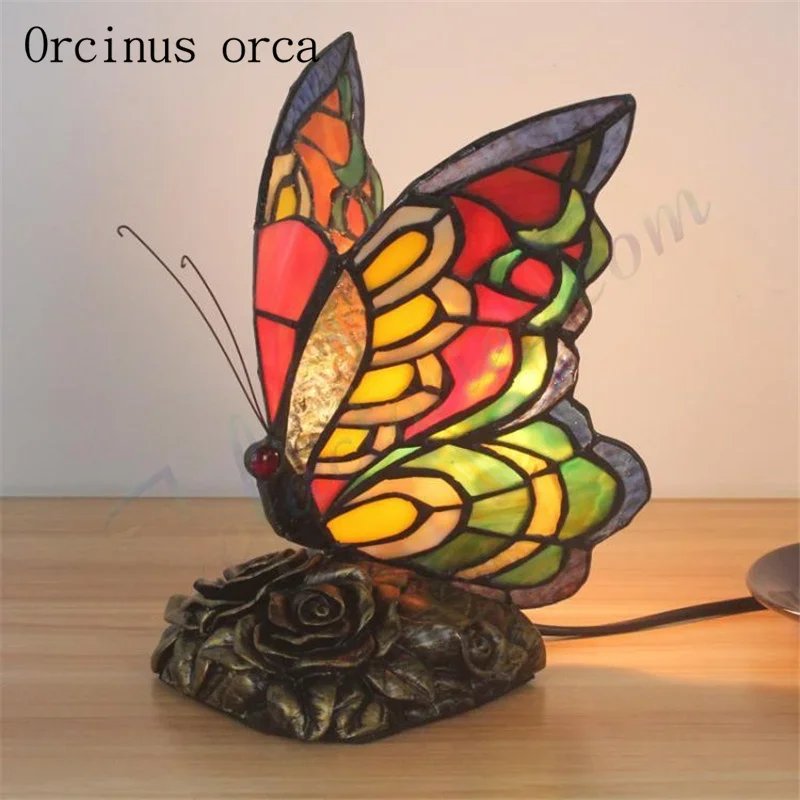 Mediterranean butterfly table lamp dining table bar bedroom bedside night lamp creative butterfly decorative table lamp