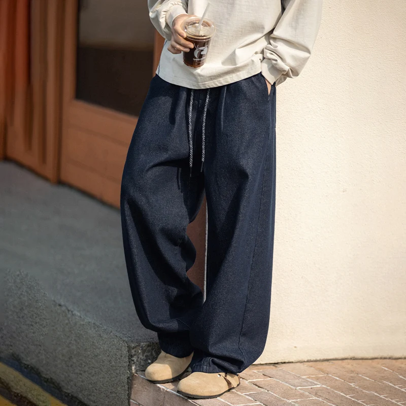 

TFETTERS Brand 2025 Vintage Jeans for Mens Spring Summer Fashion Baggy Drawstring Wide Leg Jeans Man Korean Streetwear Clothes