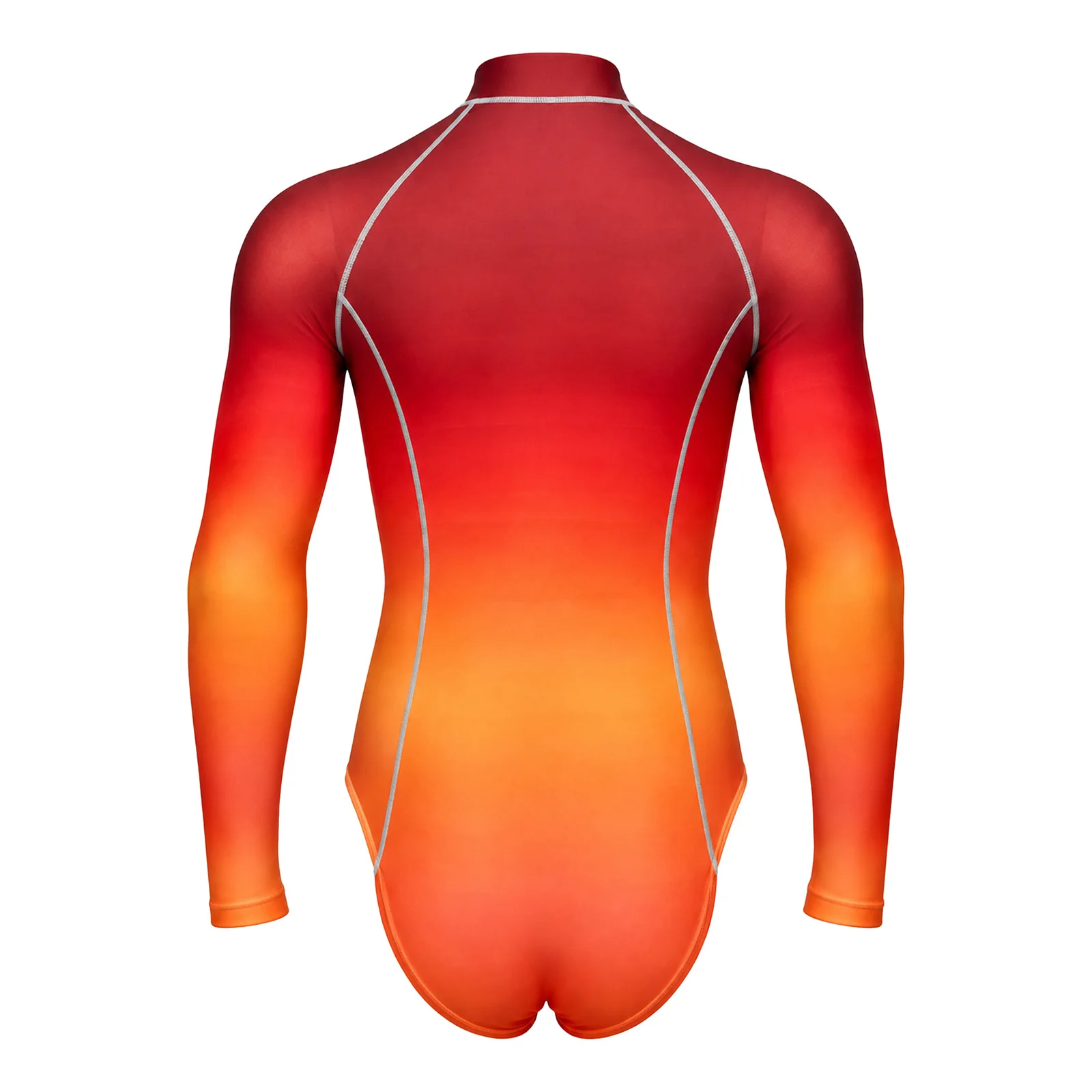 Men Gradient Color One-piece Swimwear Rash Guard Wetsuit Bathing Suit Surfing Diving Beach Pool Water Sports Swimsuit Beachwear