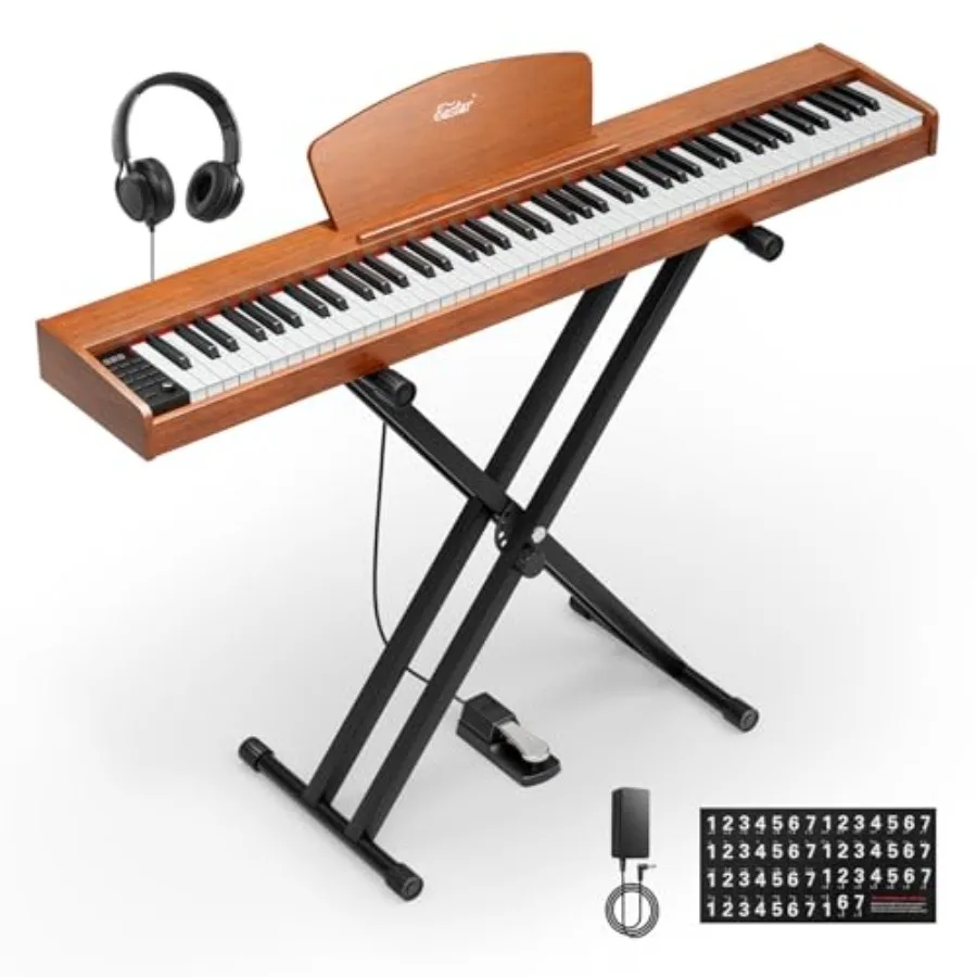 EP-80 88 Key Full Size Electric Piano Keyboard with Velocity-Sensitive Keys Portable Digital Piano Bundle including Stand Pedal