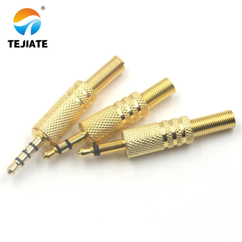 1PCS Stereo Headset Plug 3.5MM Socket Connector Audio Cable Welding  2/3/4 Section Type Small Three Core  Gold Plated