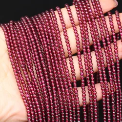 2/3/4mm Round Natural Stone Beads Red Garnet Loose Spacer Beads for Jewelry Making Supplies DIY Necklace Bracelet Accessories