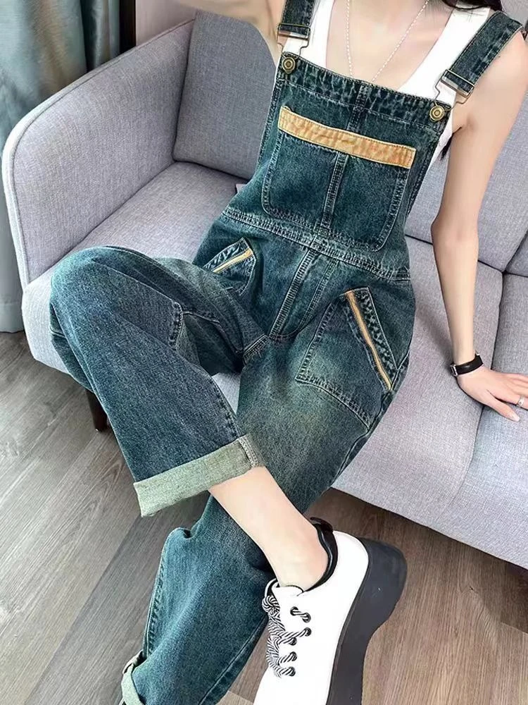 

Женские джинсовые комбинезоны в винтажном стиле рабочей одежды, весна-осень 2026, свободный крой, повседневные, модные, универсальные, для уличной носки
