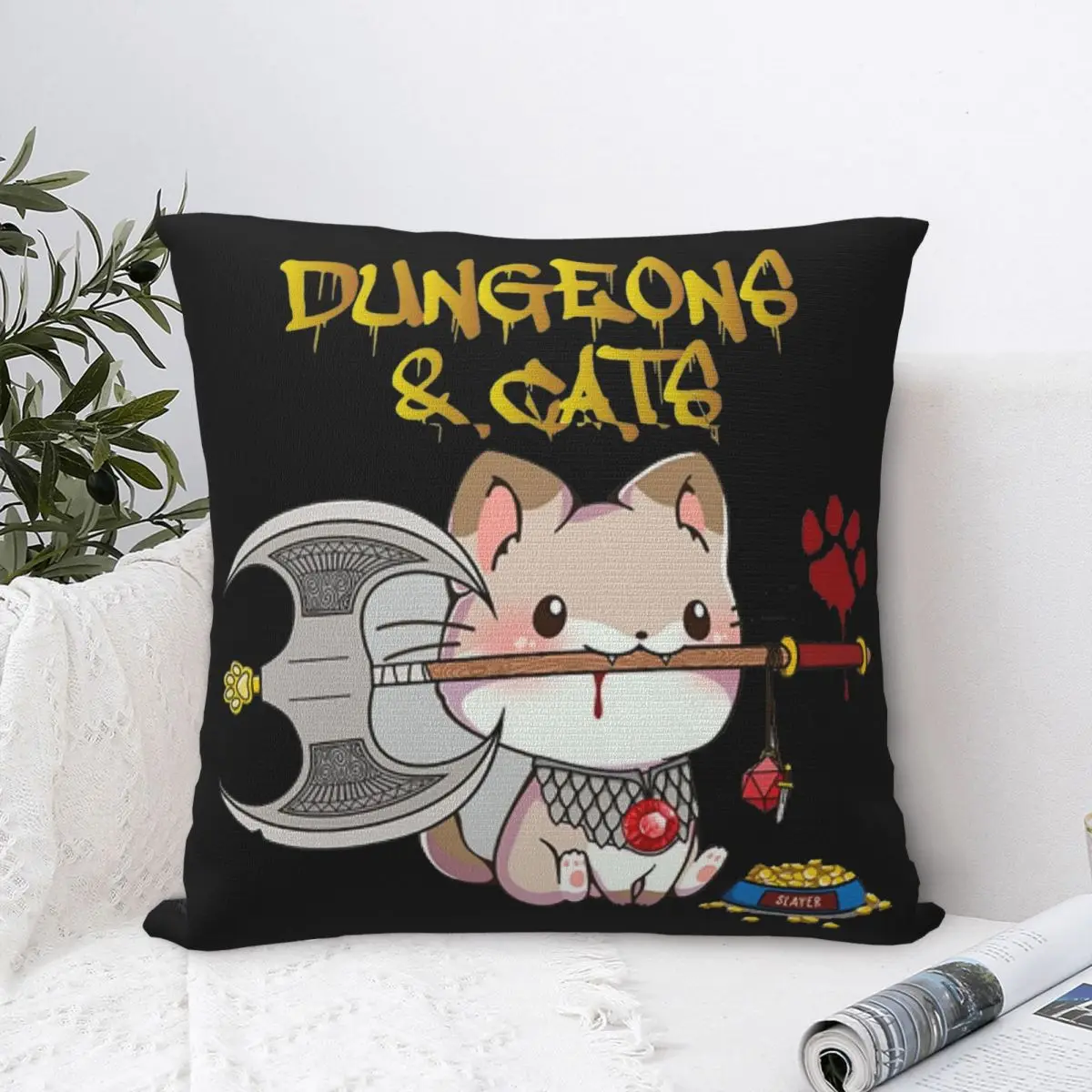 Copy Of Dungeons And Cats Square Pillow Case Polyester Throw Pillow Awesome Cushion Covers