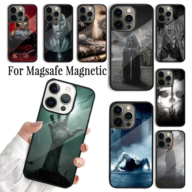 Coque Phone Case For iPhone 16 15 14 13 12 Mini 11 Pro Max Plus Magsafe Magnetic Wireless Charging Cover Scary Horror Scream