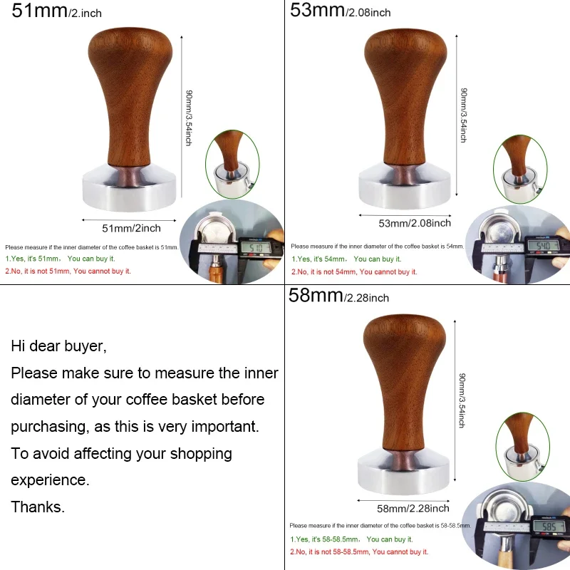 

Тампер для кофе 51/53/58 мм, алюминиевый аппарат для эспрессо, для портофолтеров 51 мм 53 мм 58 мм