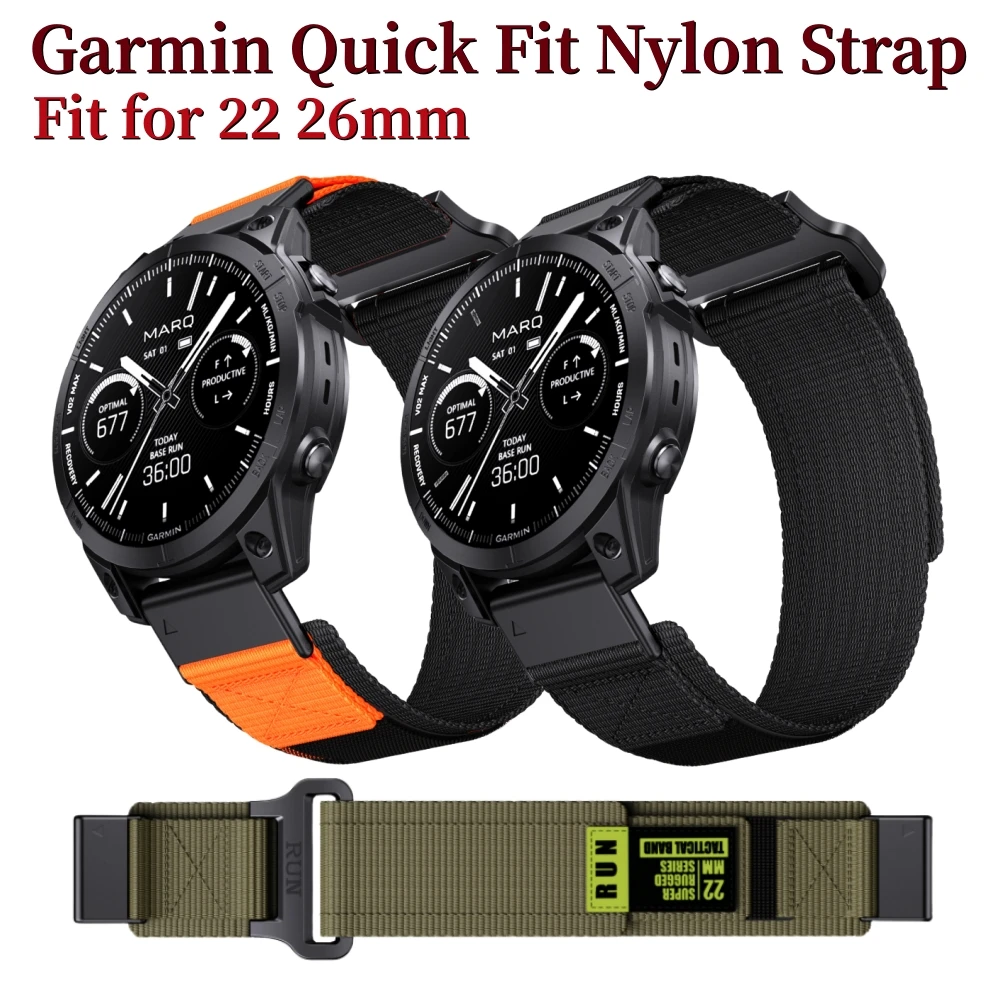 Garmin 22 26mm Nylon Loop Strap 5Plus 6Pro 7Pro Easy Fit Wristband Watch Band Fenix7XPro 5XPlus 6XPro Bracelet Tactix7 Belt