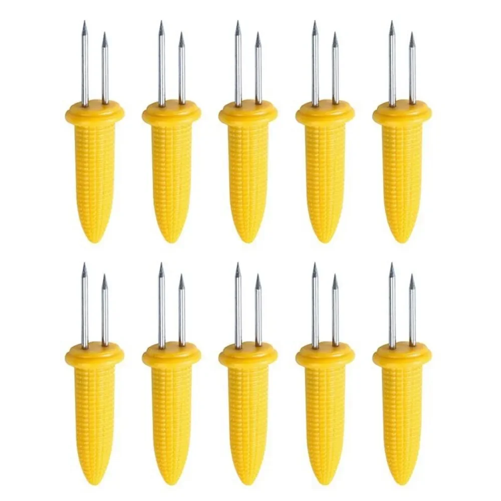 10Pcs Corn on The Cob Holders Stainless Steel Corn Holders Corn on The Grill, Corn on The Cob Skewers Double Fork Sweet Corn