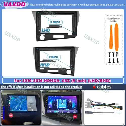 Panel de Marco estéreo para Honda CRZ, radio de 9 pulgadas, DVD, android, fascia, tablero, reproductor de audio, pantalla, cable, arnés de navegación, 2010-2016